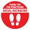 Signmission Thank You For Social Distance Red Non-Slip Floor Graphic, 7" x 7", FD-C-7-99993 FD-C-7-99993 - alternate 1